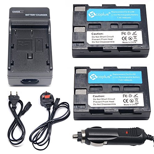 examen Mcoplus 2 x D-LI50 Batterie + voyage et chargeur allume-cigare pour Pentax K10, K20 K10D K20D caméra NP-400 SLB-1674 BP-21