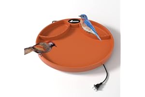 hodzumrac Beheizte Vogeltränke, 75 W, thermostatisch gesteuerte Vogeltränke mit 2 Futterträngen, beheizter Vogelfutterspender für Winter, Outdoor, Rasen und Gartendekoration, mit Montagematerial