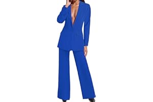 COO2SOT Tailleur Donna Eleganti Completa Blazer Tinta Unita Cappotto con Bottoni Pantaloni Lunghi a Vita Alta Set di Due Pezzi Completi di Pantaloni da Cerimonia