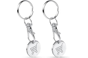SWKJ 2-Pack Trolley Token, UK Pound Trolley Coin Keyring for Shopping Trolleys & Gym Lockers, Durable Metal with Key Clip, Reusable Supermarket Cart & Locker Coin