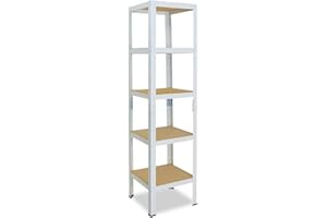 shelfplaza® 180x40x40cm Home Étagère Charge Lourde Blanc/Etagere Metallique 5 Niveaux / 175kg capacité Charge/Etagere en Metal, étagères de Rangement & Etagere Rangement Garage Acier