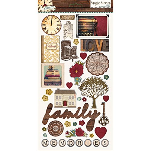 Simple Stories Legacy Self Adhesive Chipboard Shape Stickers 5728