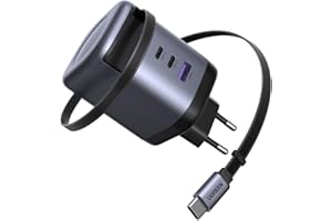 UGREEN Nexode 100W Chargeur USB C Rapide avec Câble Rétractable Intégré GaNInfinity Compatible avec MacBook Pro Air iPhone 17 Pro Max Air 16 Plus 15 14 13 12 Galaxy S25 Ultra S24 S23 Pixel 9 8 iPad