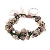 WINOMO Garland Handmade Stoff Rose Blume Perlen Hochzeit Party Band Stirnband für Bridemaid