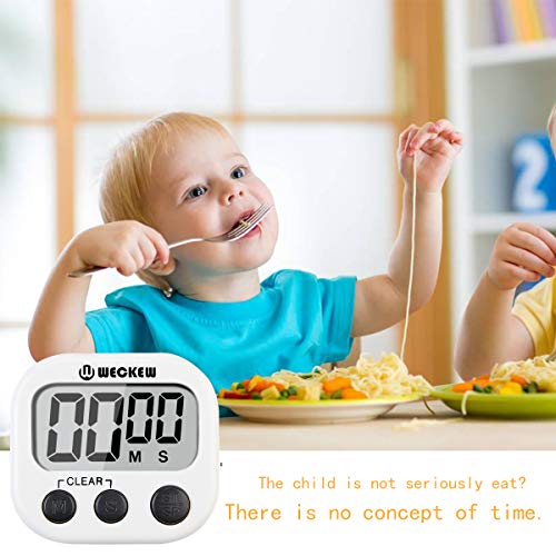 WECKEW Digitaler Küchentimer, Küchenuhr Timer mit Timer- und StoppUhr-Funktion, Kurzzeitmesser Küche Magnetischer Gegenständer, Ideal zum Kochen, Backen, Sport, Studieren usw (2 Stück Weiß) - 2