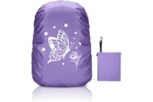 CAPANEUS Copri Zaino per Pioggia, 35L Reflective Impermeabile Bambino Copri Zaino, Coprizaino Impermeabile con Riflettenti, Copertura Zaino Antipioggia Universale per Scuola, Bicycling, Escursionismo, Viaggio