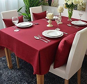 KINGDESON Cotton Linen Rectangle Polyester Solid Color Modern Tablecloth Multi Sized Red 55x78inch