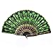 Produktbild Foxnovo schöne Peacock Muster Stil Frauen Damen Seide Hand Fan Fan mit grünen Pailletten Falten