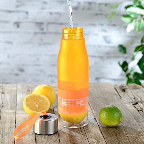 Rosenstein & Söhne Trinkflasche, Zitruspresse & Kräuterwasser-Bereiter, BPA-frei, orange - 4
