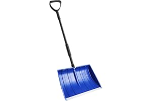 Houbobo Snow Shovel for Driveway Home Garage, Heavy Duty Snow Removal with D-Grip Handle & Aluminum Wear Strip, 122cm Long Large Capacity Outdoor Shovel for Garden Car Camping