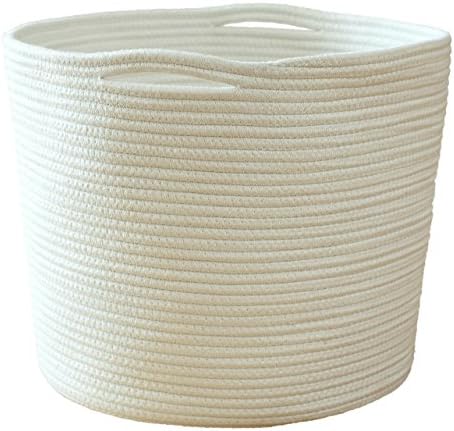 Storage Baskets Cotton Rope Large Organizer Containers Home Decor for Nursery, Laundry, Toy Storage, 15"x14",Large
