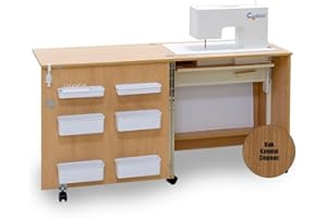 COMFORT COLLECTION Comfort 1 | Table pour Machine à Coudre | (Oak Kendal Cognac, L (Air-Lift 10 to 15 kg))