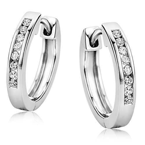 Orovi Pendientes Señora aros en Oro Blanco con Diamantes Talla Brillante 0.11 ct Oro 9 Kt / 375