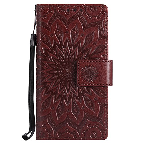 Nancen Tasche Hülle für,Samsung Galaxy A3(2015) Hülle,Samsung Galaxy A3(2015) / SM-A300F (4,5 Zoll) Leder Wallet Tasche Brieftasche Schutzhülle, Nancen Prägung Sonnenblume Muster PU Leder Handytasche im Bookstyle Stand Funktion Kartenfächer Magnet Etui Schale - 2