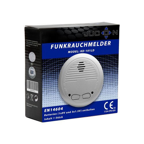 5er-Set Funkrauchmelder Jucon, Feuermelder, geprüft nach EN 14604 - 4