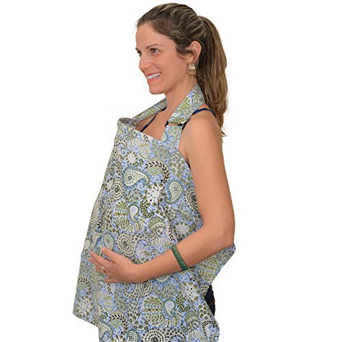 IntiMom Nursing Cover, Baby Breastfeeding Cover, Wide Hooter Hider Made of the Highest Quality Fabric, 100% Breathable Cotton with Unique Design and a Complimentary Pouch`