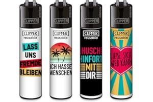 SUNMONDO Clipper Feuerzeug 4er Set: (Slogan #49)