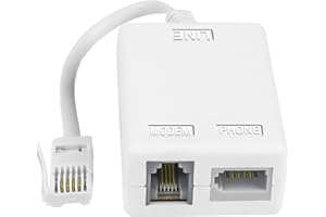 WRTEEASE BT Plug to ADSL RJ11 Broadband Internet Microfilter Splitter, Male to Female Telephone White Socket Splitter Cable for Landline Modem Router WiFi, Sky, BT
