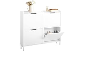 ‎SOBUY SoBuy FSR100-W Szafka do przedpokoju Regał na buty Komoda na buty Szafka Stojak na Buty Organizatory Obuwia Szafki konsolowy 100x19x91cm