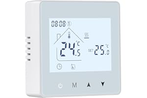 BEOK CONTROLS Termostato Calefaccion 2 Cables con Batería.Termostato de Caldera Digital Programable Manualmente para Calefacción de Gas y Agua.Termostato Ambiente de Pared.Batería no incluida 3A