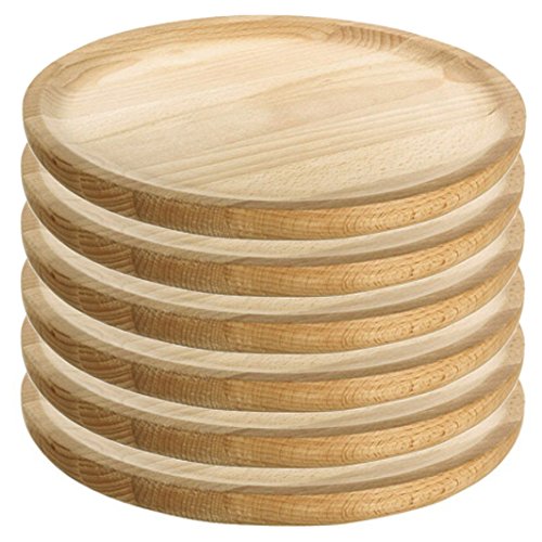 Ruibal – Holzteller Rund – Holzplatte – Kiefer – Set 6 – Ø 20 cm - 6