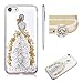 Produktbild Für iPhone 7 Hülle Silikon Glitzer Goldfolie,SKYXD Schutzhülle Blattgold Funken Flocken Pailletten Transparent mit Muster Design Dünne Weiche TPU Glanz Glitter Kristall Handytasche Clear Klar Zurück Haut Schlank Etui Schale Fall für Apple iPhone 7 Handyhülle + Handyanhänger Staubstecker + Eingabestift - Blumen Kleid Silber