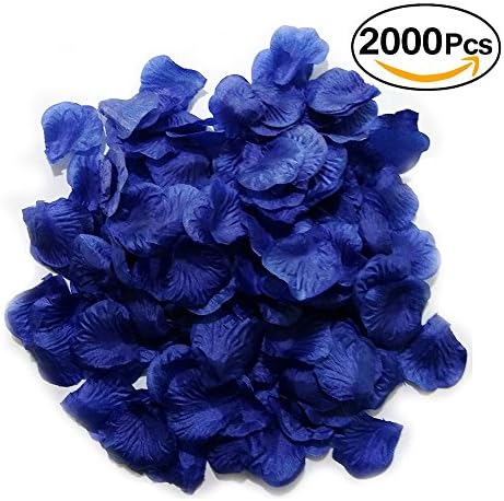 MayaRed 2000 PCS artificial Silk Rose Petals Wedding Flower Decoration (Navy Blue)