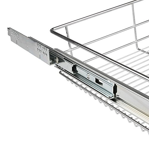 Küchenschublade Teleskopschublade Schublade für Küchen-oder Schlafzimmerschränke Korbauszug Schrankauszug silber Vollauszug in verschiedenen Breiten (60cm) - 5