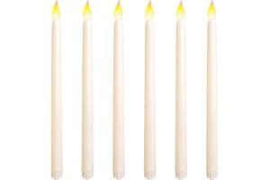 Wonvify Candela Led Lunghe 6 Pezzi, con Fiamma Tremolante 3D, Lumini Led Batteria, Candele per Festa Matrimonio Deco Festival Decorazione, Luce Bianca Calda (28 * 2,2 * 2,2 cm)