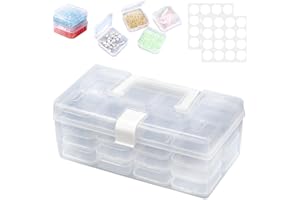 KYYGKY 32 Fächer Rechteckige Mini-Satole Diamond Painting Aufbewahrungsbox Kunststoff Diamond Painting Zubehör Box mit Stickers Perlen Aufbewahrungsbox Diamant Stickerei Box Malerei Zubehör für DIY