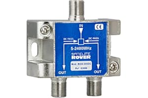 CABLEPELADO Repartidor de 2 Salidas, Distribuidor 2 Salidas, Repartidor Serie Class A, 5-2400 MHz, Apto para Bandas de frecuencia Dab, FI, FM, UHF, VHF, Incluye 3 Conectores F, 2 Salidas
