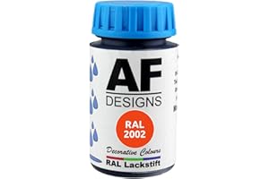 Alex Flittner Designs Lackstift RAL 2002 BLUTORANGE seidenmatt 50ml Holz Metall Möbel Bad Retuschierlack Reparaturlack