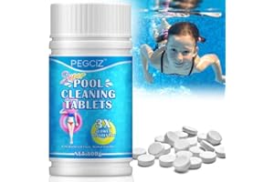 PEGCIZ 100g Multifunction Chlorine Tablets for Swimming Pool and Spas, Slow-Dissolving Long-Lasting Individually Wrapped Chlorine Tabs,1 Tablets for Every 135 Gallons (600 Litters) of Water
