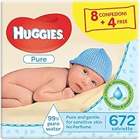 Huggies Pure Salviette Umidificate per Bambini, 12 Pacchi da 56 Pezzi