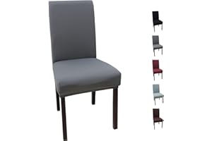 YUNSHANGHE 4 Pack Chair Seat Covers, Removable Washable Dining Chair Covers, Elastic Stretch Modern Chair Protective Cover, for Dining Room, Restaurant, Wedding, Hotel, Ceremony, Banquet (Grey)