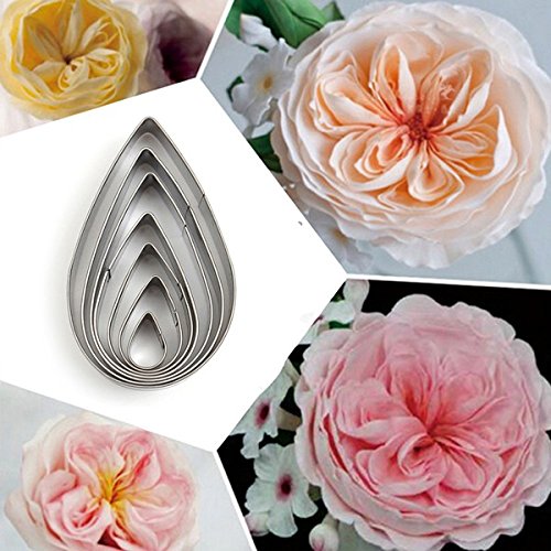 Aliciashouse 7Pcs Rose Petal Edelstahl Ausstechform Mold Biskuit-Fondant-Cutter Kuchen verziert Werkzeug