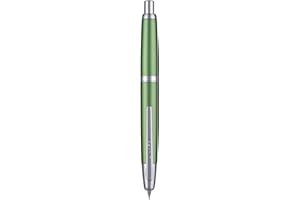 EROFA Jinhao Serie 10 Press - Pluma estilográfica retráctil verde pino marino con punta mediana con convertidor de tinta y set de caja de metal (versión con clip plateado)