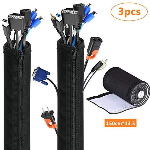 Preisvergleich Produktbild Bearbro Universeller Neopren Klettverschluss Kabelschlauch, und wiederverwendbarer mit Klettverschluss für TV, Computer,DVD,Heimkino (150x13,5cm)