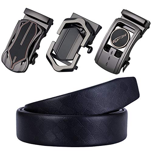 Ratchet Buckle Belt Black Business Belt Genuine Leather Strap Automatic Buckle