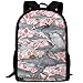 Produktbild best& Cats Riding Sharks Casual Laptop Backpack School Bag Shoulder Bag Travel Daypack Handbag