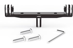 HSU Soporte Doble de Aluminio para GoPro, Adaptador Doble Más Largo para GoPro con Accesorio Multimedia o Carcasa Impermeable