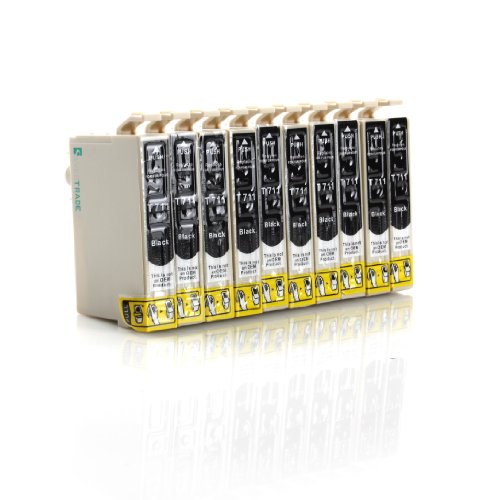 Silvertrade - 10 x kompatible XL Tintenpatronen mit CHIP, kompatibel zu Epson (10x schwarz T0711) für Epson Stylus D120 D120 Network Edition D78 D92 DX4000 DX4050 DX4400 DX5000 DX6000 DX6050 DX7000F DX7400 DX7450 DX8400 DX8450 DX9400F DX9400F Wifi-Edition Office B40W Office BX300F Office BX600FW Office BX610FW S20 S21 SX100 SX105 SX110 SX115 SX200 SX205 SX210 SX215 SX400 SX400 WiFi SX405 SX405 WiFi SX410 SX415 SX425 SX510W SX515W SX600FW SX610FW