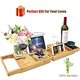 badewannenablage holz weiß WASSERDICHT, STABIL - Dieses einzigartige Bambuswannen-Tablett ist aus hochwertigem Bambus gefertigt und mit drei polierten und drei lackierten Schutzlackschichten überzogen;