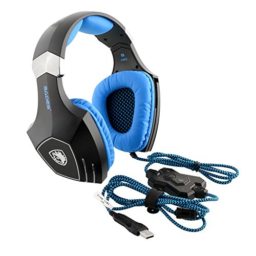 Auriculares Gaming de diadema   SADES A60 7 1 Sonido envolvente est  reo Cascos gaming USB con micr  fono para PC Luz LED