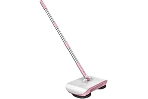 Hemore Hand Push Sweeper, 3 in 1 Manual Floor Sweeper, Sweeping Mop Vacuum Cleaner, Home Cleaning Tool for Sweeping Mopping (Pink)
