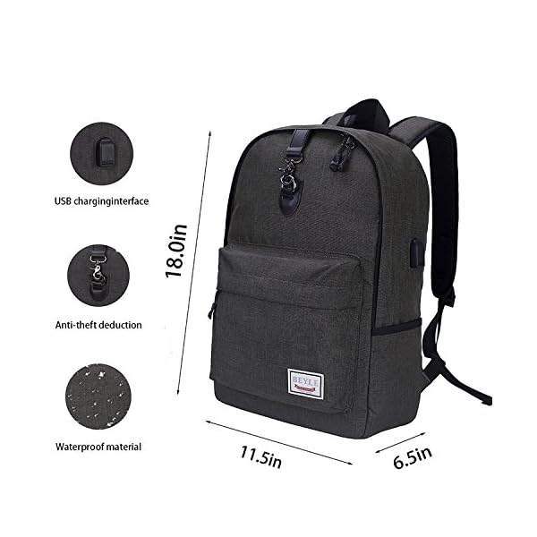 Laptop Backpack, Beyle Slim Anti-Theft Water Resistant Travel Laptop Backpacks for Men Women with USB Charging Port School Computer - Image 3