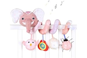 Jinchelle Kinderwagen Spielzeug, Baby Spirale Hängen Spielzeug mit BB-Schrei, Bett hängen Spielzeug, Activity Spirale für Kinderwagen Bett Babyschale ab 0 + Monaten (Rosa Elefant)