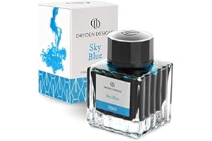 Dryden Designs Fountain Pen Ink Bottle Luxury Edition - Sky Blue - Fountain Pen Bottled Ink Compact Designed Smooth flow 50ml