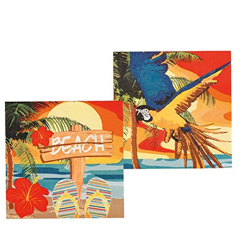 Hawaiian Pack von 12 Papierservietten Strandparty-Geschirrzubehör