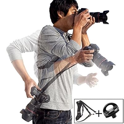 Coolway® Epaule Sling pour appareil photo reflex numérique DSLR poids 2 kg pour résister aux rapides de fixation 1/4" vis de cadeaux d’interface pour Noël caméra bandoulière/dragonne-noire